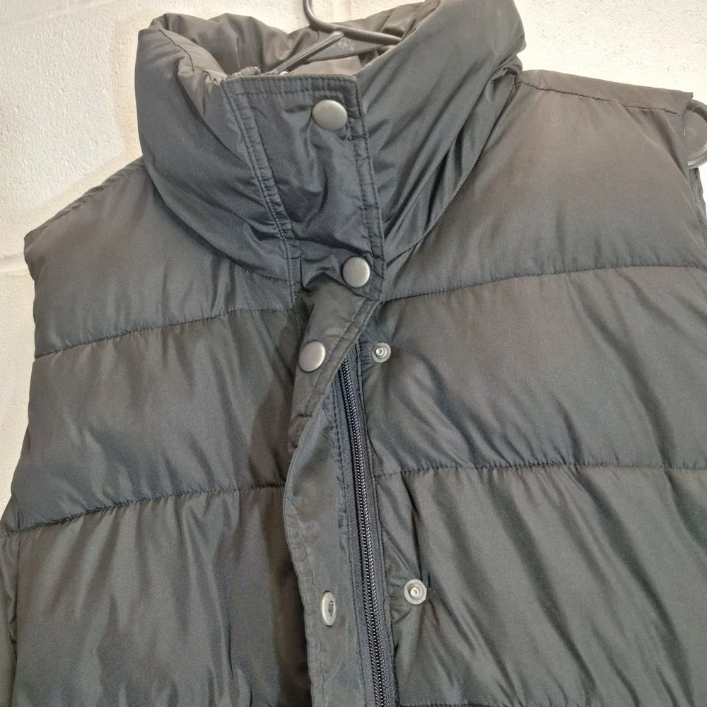 Old Navy Puffer Vest Mens XXL Black Quilted Fleece Lined Full Zip Snap Front